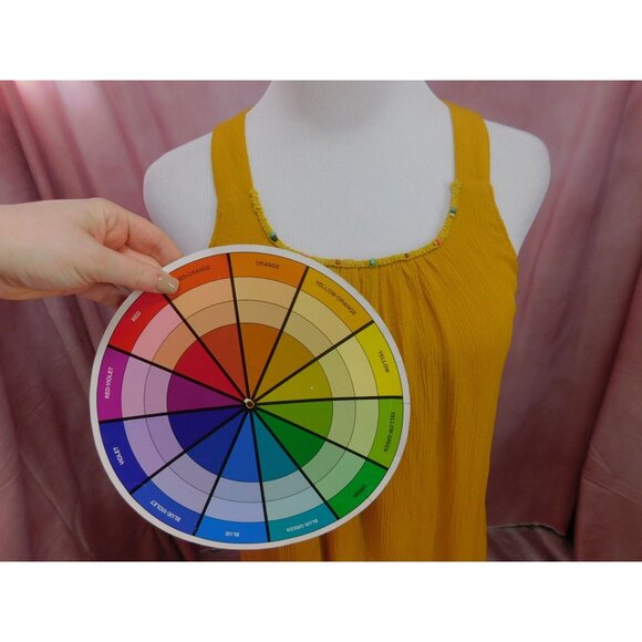 Cupio XS Mustard Yellow Boho Midi Dress Beaded Neckline Sleeveless - Picture 8 of 10